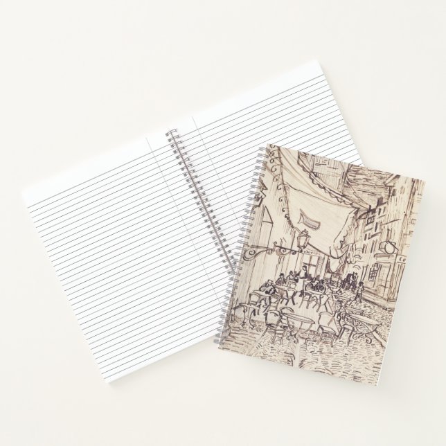 Carnet Café Terrasse en soirée, Dessin d'art, Van Gogh (Intérieur)