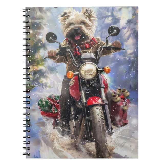 Carnet Cairn Terrier Chien équitation Moto Noël (Devant)