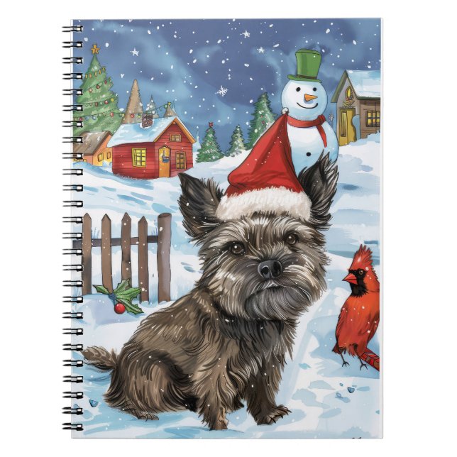 Carnet Cairn Terrier Chien Winter Wonderland Noël Joie (Devant)
