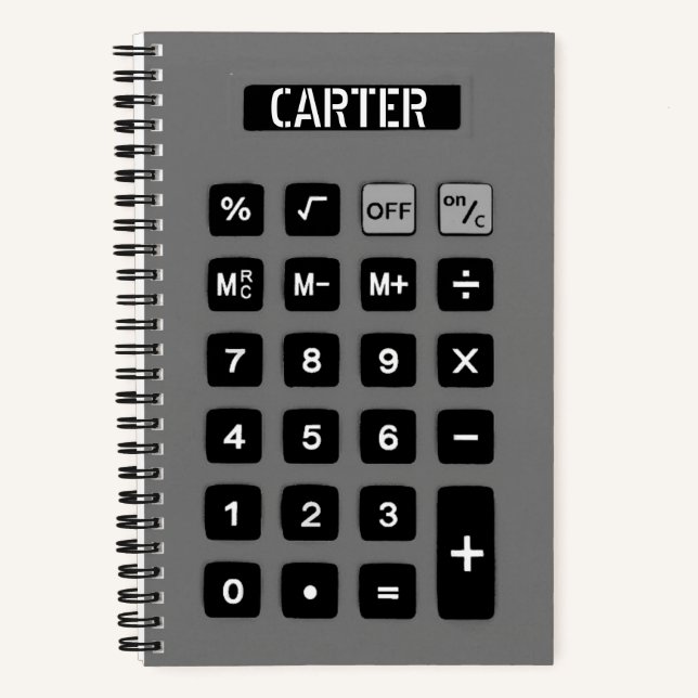 Carnet Calculateur gris avec nom (Recto)