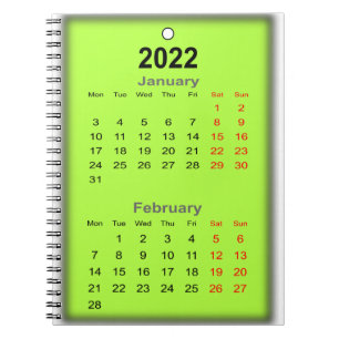 Carnet Calendrier 2022 Janvier Février