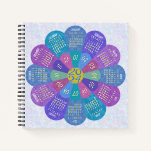 Carnet Calendrier 2024 Unique Boho Flower Purple
