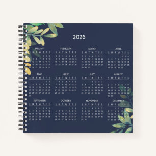 Carnet Calendrier Botanique Élégant Simple 2026   