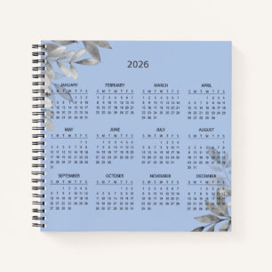 Carnet Calendrier Botanique Élégant Simple 2026   