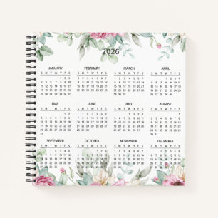 Carnet Calendrier Botanique Élégant Simple 2026   