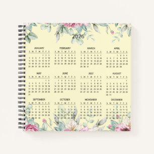 Carnet Calendrier Botanique Élégant Simple 2026   