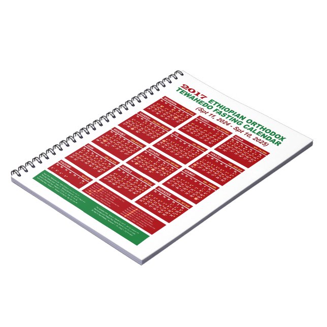 Carnet Calendrier de jeûne orthodoxe éthiopien 2017 2024/ (Côté gauche)