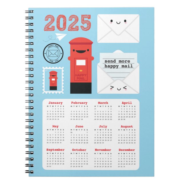 Carnet Calendrier de Kawaii Happy Mail 2025 (Devant)