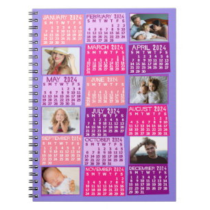 Carnet Calendrier mensuel 2024 Mod mignon 6 Collage photo