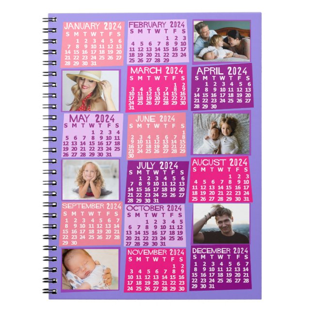Carnet Calendrier mensuel 2024 Mod mignon 6 Collage photo (Devant)
