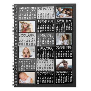 Carnet Calendrier mensuel 2025 Noir Mod 6 Collage photo