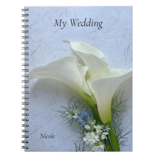 Carnet Calla lys avec nigella et fleurs stocks