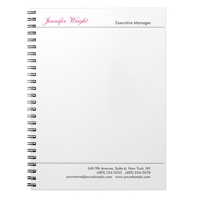 Carnet Calligraphie minimaliste professionnelle (Devant)