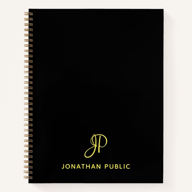 Carnet Calligraphie personnalisée Nom du monogramme d'or (Devant)