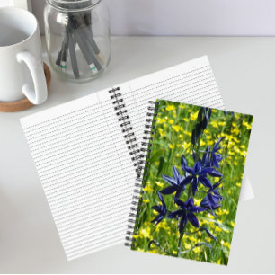 Carnet Camassia bleue et fleurs sauvages jaunes Floral