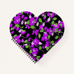Carnet CAMELLIAS PURPLE, FEUILLES VERT BLANC NOIR Floral 
