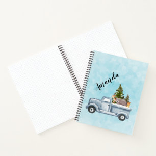 Carnet Camion de Noël avec pins et animaux de forêt