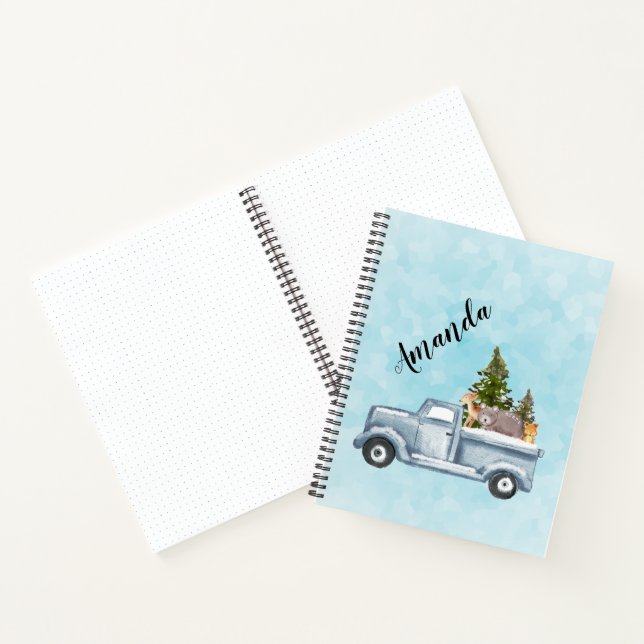 Carnet Camion de Noël avec pins et animaux de forêt (Intérieur)