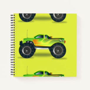 Carnet Camion Monster sur le vert citron