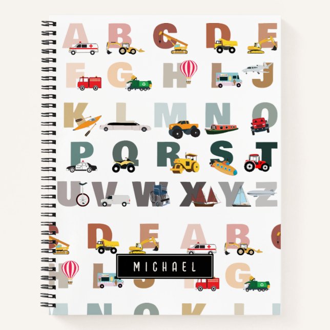 Carnet Camions ABC de l'alphabet mignon, véhicules de tra (Devant)