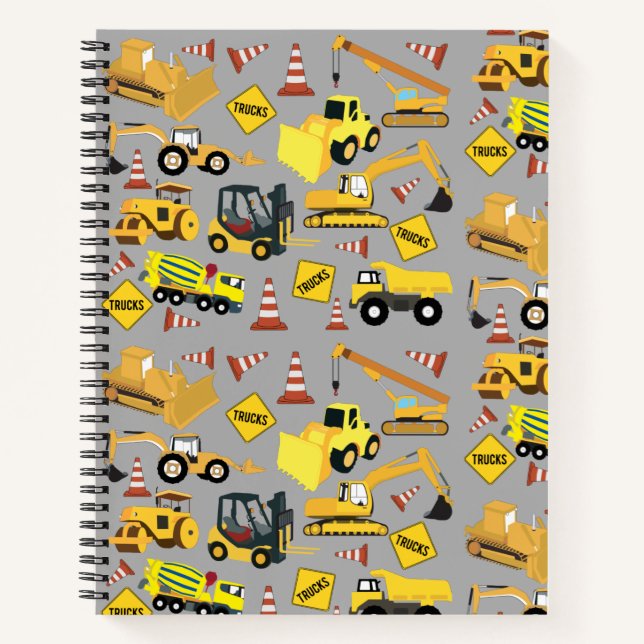 Carnet Camions de construction motif (Devant)