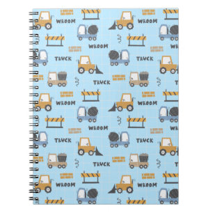 Carnet Camions de construction motif bleu