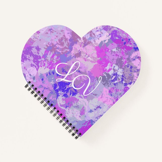 Carnet Camo Abstrait tendance rose violet bleu coeur (Devant)