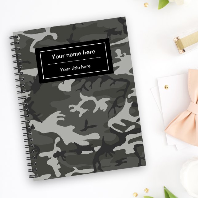 Carnet Camo gris, Camouflage, Militaire, Armée (Créateur téléchargé)