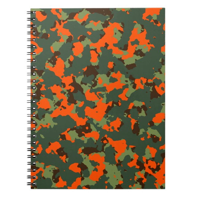 Carnet Camo vert avec l'orange de flamme de sécurité (Devant)