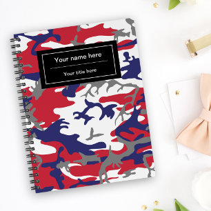 Carnet Camouflage, Bleu Blanc Rouge Gris, Militaire, Armé