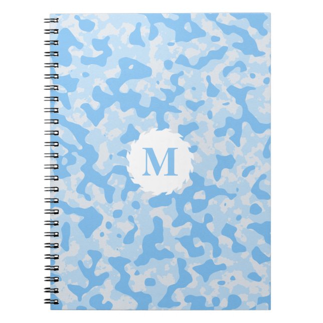 Carnet Camouflage bleu Monogramme initial (Devant)