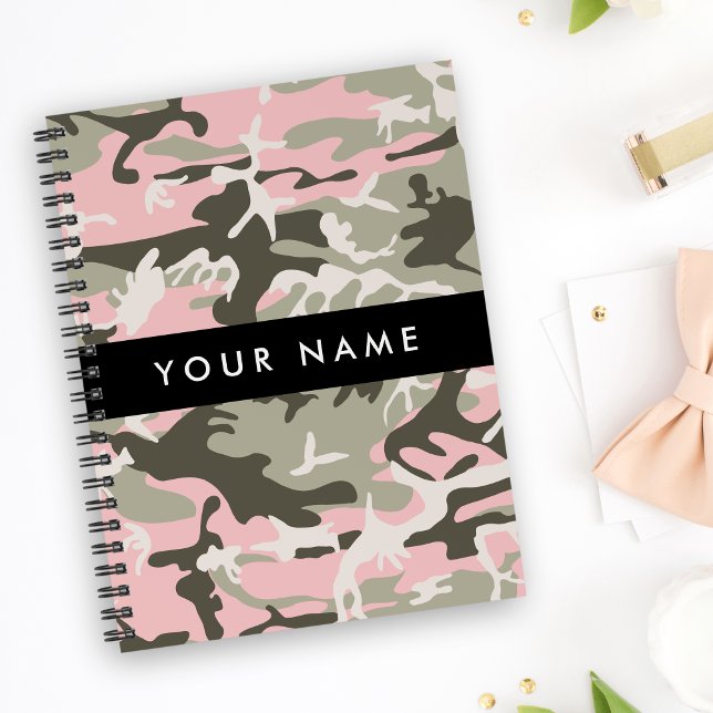 Carnet Camouflage rose et vert Votre nom Personnalisez (Créateur téléchargé)
