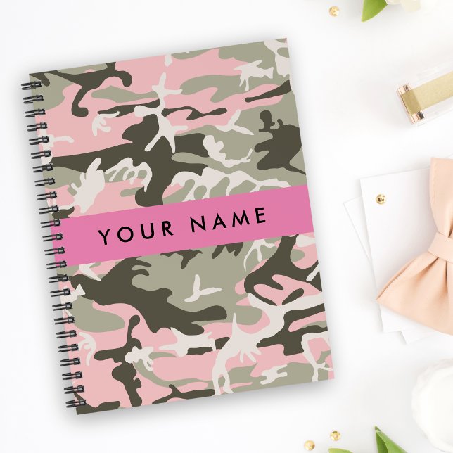 Carnet Camouflage rose et vert Votre nom Personnalisez (Créateur téléchargé)