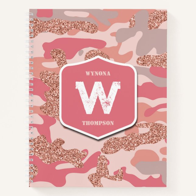 Carnet Camouflage Rose Gold Blush Pink Camo Motif de l'ar (Devant)