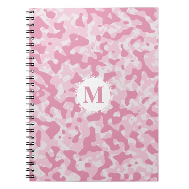 Carnet Camouflage rose Monogramme initial (Devant)