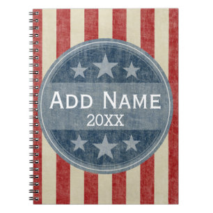 Carnet Campagne politique - étoiles vintages et rayures