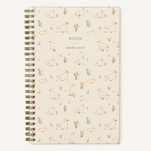 Carnet Canard à la Crème Motif Fleur Sauvage Nom Personna