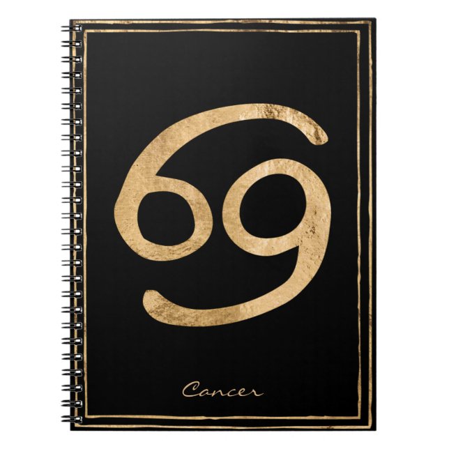 Carnet Cancer le crabe martelé or stylisé astrologie (Devant)