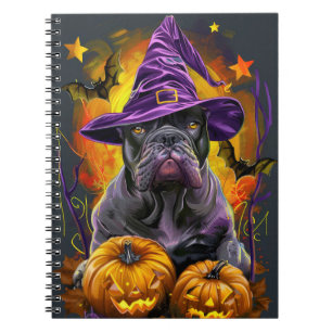 Carnet Canne éffrayante Corso Chien Halloween sorcière et