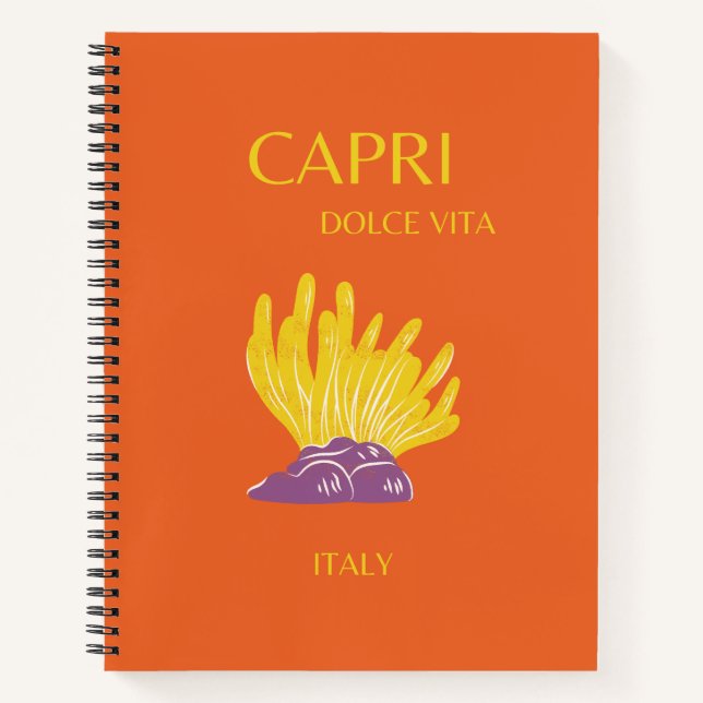 Carnet Capri, Italie, Voyage, Preppy, Orange (Devant)