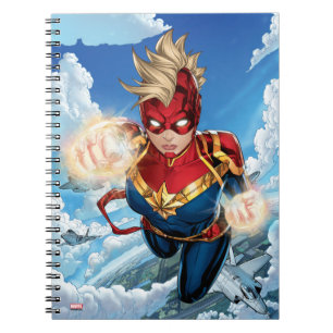 Carnet Captain Marvel volant avec des jets