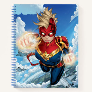 Carnet Captain Marvel volant avec des jets