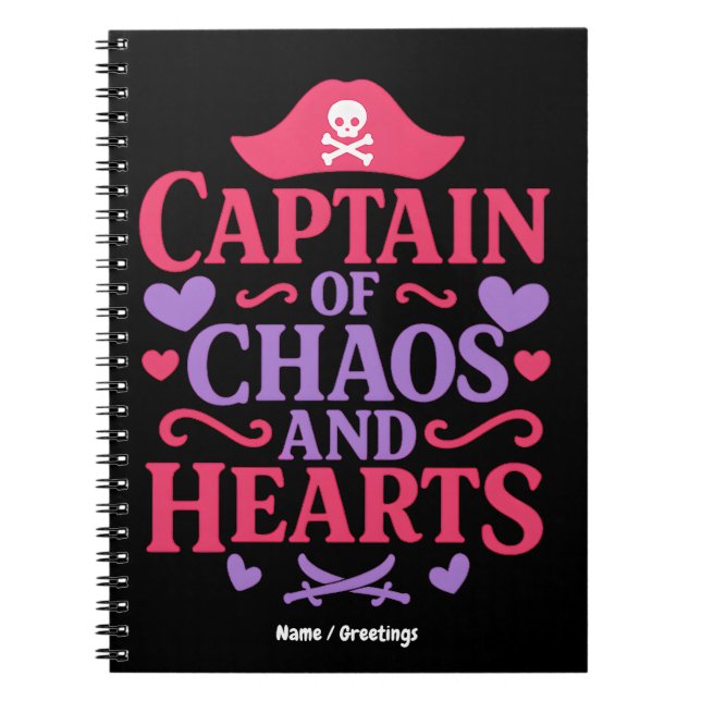 Carnet Captain of Chaos and Hearts Pirate Graphic (Devant)