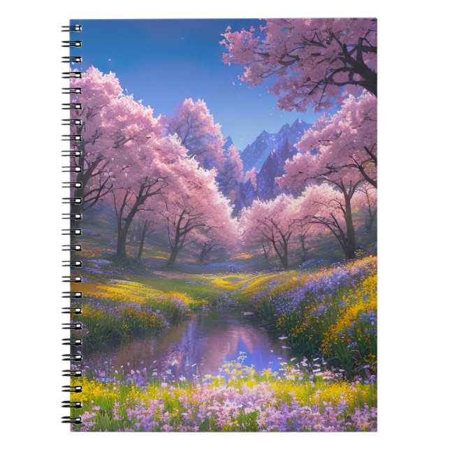 Carnet Capturer la floraison du Sakura dans le pré vert (Devant)
