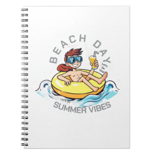 Carnet Caractère de dessin de jour de plage sur anneau go