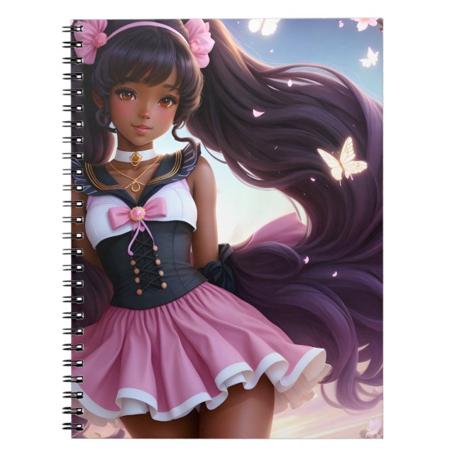 Carnet Caractère Femme Noire Anime Animecore (Devant)