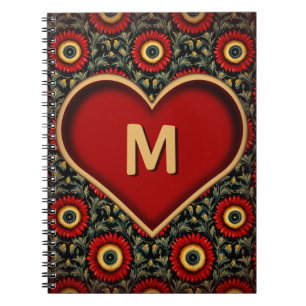 Carnet cardiaque monogramme avec initial personnal