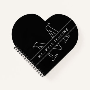 Carnet cardiaque personnalisé avec monogramme et n