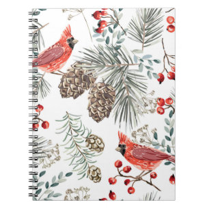Carnet Cardinal Birds Noël Motif Vintage