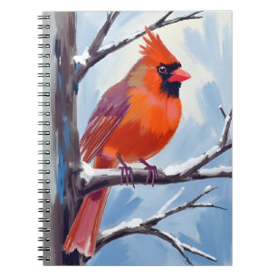 Carnet Cardinal rouge aquarelle d'hiver